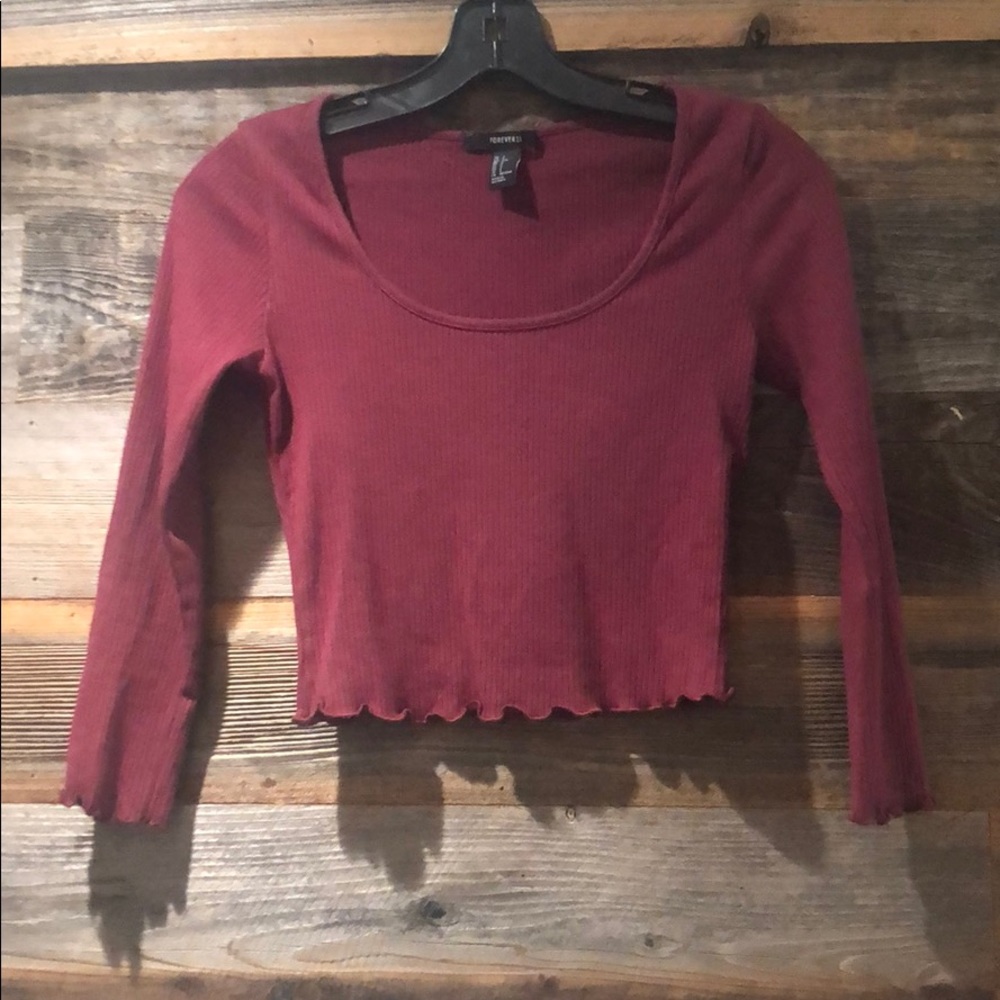 Burgundy Forever 21 long sleeved shirt